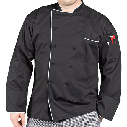 Áo bếp dài tay unisex điều hành Uncommon Chef Murano 0432 màu đen viền trắng tùy chỉnh - 2XL
