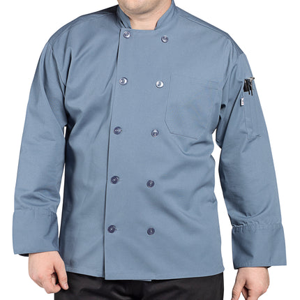 Áo bếp tay dài unisex màu xám thép tùy chỉnh Uncommon Chef Orleans 0488 - size 2XL