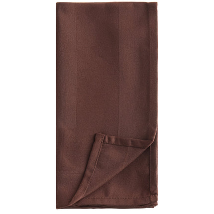 Khăn ăn nâu socola bằng polyester 100% viền satin Oxford 51 cm x 51 cm - Gói 12 cái