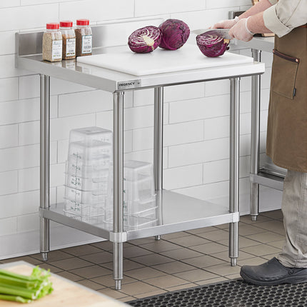 Bàn làm việc inox có kệ dưới Regency Spec Line tấm chắn sau 10 cm 76 x 76 cm