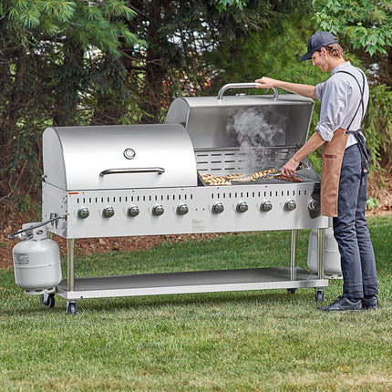 Bếp nướng ngoài trời Backyard Pro LPG72RD 183 cm thép không gỉ dùng gas propan kèm nắp vòm cuộn