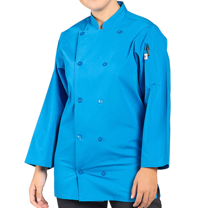 Áo bếp unisex tay lửng 3/4 tùy chỉnh màu xanh coban có khe thoát khí Uncommon Chef Epic 0975 - 2XL