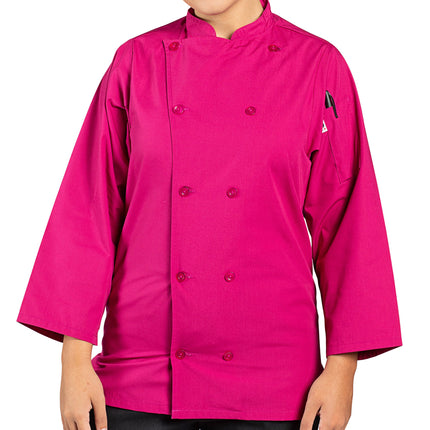 Áo bếp tay lửng unisex Uncommon Chef Epic 0975 nhẹ màu berry tùy chỉnh có xẻ hông - cỡ 2XL