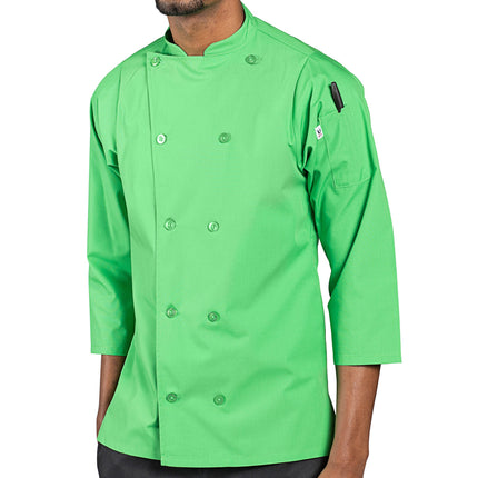 Áo bếp Uncommon Chef Epic 0975 unisex Lightweight Lime tùy chỉnh 3/4 Length tay áo áo bếp Side Vents - M