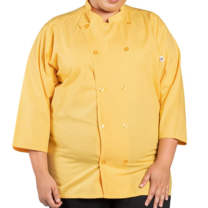 Áo bếp tay lửng 3/4 xẻ tà Uncommon Chef Epic 0975 unisex - Màu vàng hướng dương, Size 2XL