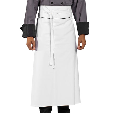 Tạp dề bistro bếp trưởng vải 100% cotton có thể tùy chỉnh Uncommon Chef 3049C trắng, viền đen