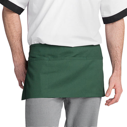 Tạp dề nửa thân vải poly-cotton có thể tùy chỉnh Uncommon Chef 3067 xanh lá đậm, 3 túi
