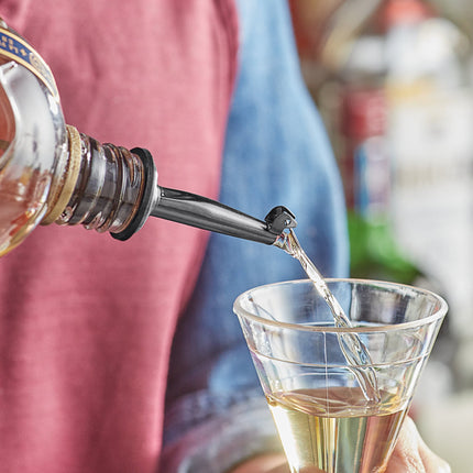 Vòi rót rượu Acopa màu đen đầu vòi thuôn có nắp lật không vòng cổ - Gói 12 cái