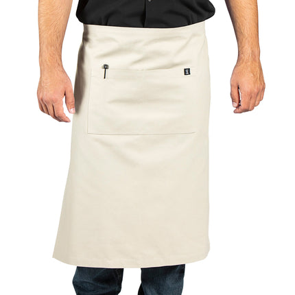 Tạp dề bistro vải canvas 100% cotton có thể tùy chỉnh Uncommon Chef 3119 Marvel be cát, dây viền tự nhiên và 1 túi