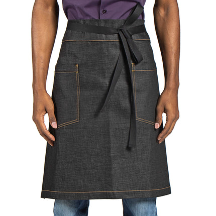 Tạp dề bistro / Tạp dề thắt lưng denim cotton màu đen Uncommon Chef 3124 61 x 78,7 cm