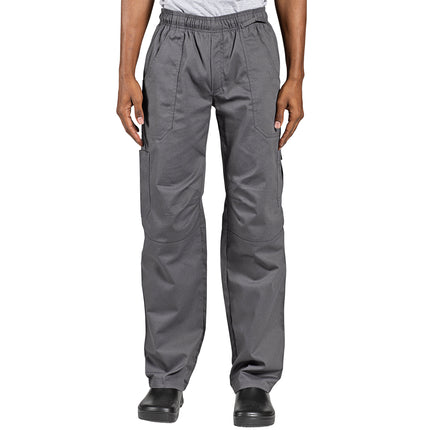 Quần bếp Uncommon Chef 4102 unisex Slate xám tùy chỉnh Grunge Cargo quần bếp - L