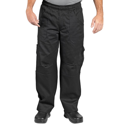 Quần đầu bếp unisex twill poly-cotton màu đen Uncommon Chef 4102 size M