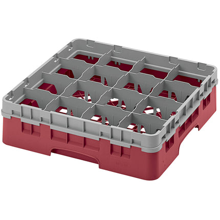 Giá đựng ly 16 ngăn màu đỏ Cambro Camrack 16S418416 cỡ đầy đủ cao 11,4 cm