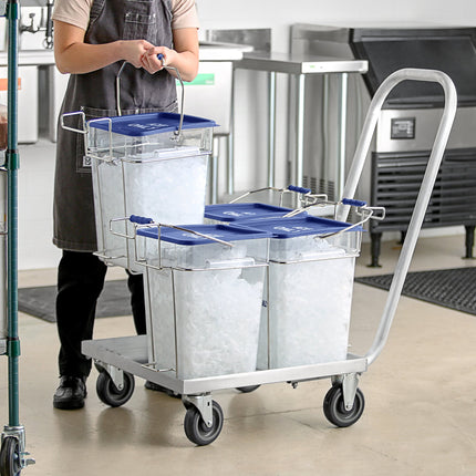 Bộ thùng vận chuyển đá vuông Vigor 45 kg gồm 4 thùng và xe đẩy nhôm