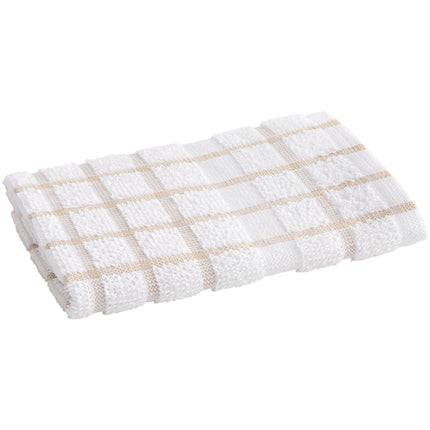 Khăn lau chén cotton ô vuông màu be trắng Oxford 567 g 30,5 x 30,5 cm - Gói 12 cái