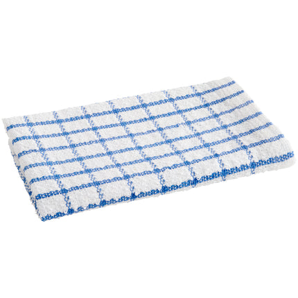 Khăn lau chén cotton ô vuông màu xanh dương trắng Oxford 340 g 30,5 x 30,5 cm - Thùng 1,200 cái