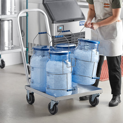 Bộ vận chuyển đá Vigor 100 lb (45 kg) với 4 thùng đá tròn và xe đẩy nhôm