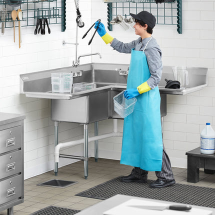 Bồn rửa góc thương mại ba khoang Steelton 145 cm kèm hai bàn ráo 46 cm