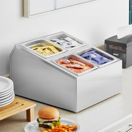 Bộ giá đựng khay hotel pan inox ServSense kèm 4 khay cỡ 1/6