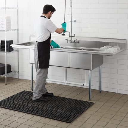 Bồn rửa công nghiệp ba ngăn thép không gỉ Steelton 229 cm kèm hai mặt ráo 46 cm