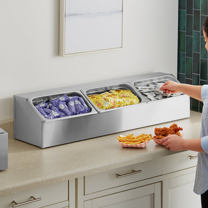 Bộ giá đựng khay hotel pan inox lớn ServSense kèm 3 khay cỡ 1/3
