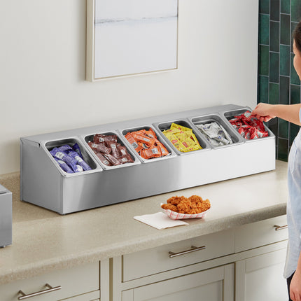 Bộ giá đựng khay hotel pan inox lớn ServSense kèm 6 khay cỡ 1/6