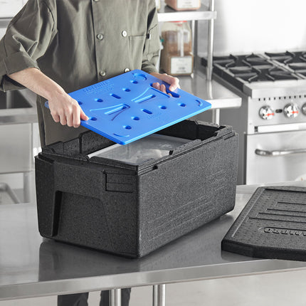 Thùng giữ nhiệt EPP nạp trên tay cầm lớn Cambro Cam GoBox full-size sâu 20 cm kèm Camchiller và khay lót