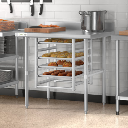 Bàn thao tác công nghiệp inox chân hở Regency Spec Line Easy Attach 76 x 91 cm 14-gauge với tấm chắn hắt 10 cm