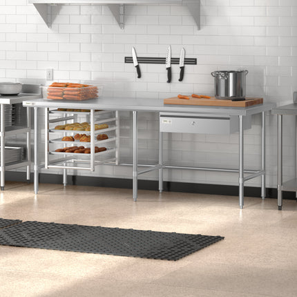Bàn thao tác inox chân hở 304 gauge 14 Regency Spec Line Easy Attach 76 x 213 cm
