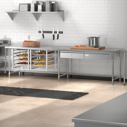Bàn thao tác inox chân hở Regency Spec Line Easy Attach 76,2 cm x 304,8 cm 14-Gauge inox công nghiệp Open chân đế bàn th