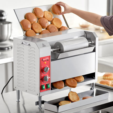 Máy nướng bánh mì băng tải tiếp xúc dọc Avantco BT18AXL, khay nạp dài - 120V, 1600W
