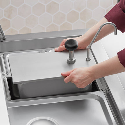 Bình phân phối gia vị dạng bơm ServSense inox 12 ml kèm khay hotel pan cỡ 1/3 Vigor