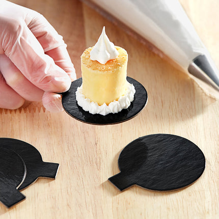 Đế lót tráng miệng tròn có tai Enjay 5,4 cm - Màu đen, Thùng 500 cái