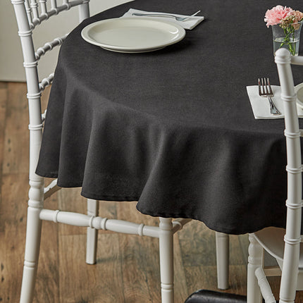 Khăn trải bàn vải polyester 100% đen tròn Choice Ø 305 cm