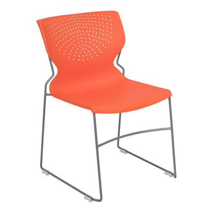 Ghế xếp chồng ôm dáng lưng thoáng khí màu cam đế trượt xám Flash Furniture Hercules