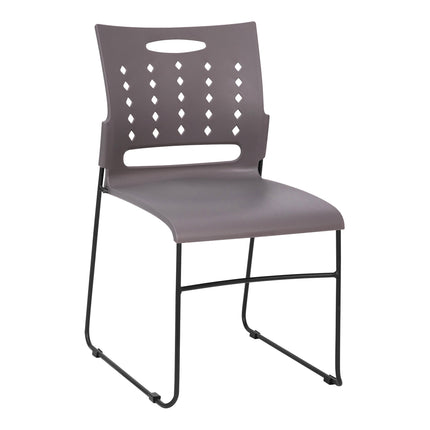 Ghế xếp chồng lưng thoáng khí Flash Furniture Hercules màu xám họa tiết kim cương chân trượt đen