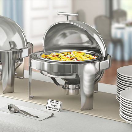 Nồi hâm buffet nắp lật tròn Acopa Supreme điểm nhấn mạ crôm 6,1 lít
