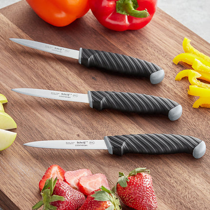 Bộ dao gọt lưỡi trơn Schraf 10,2 cm cán TPRgrip - Gói 3 cái