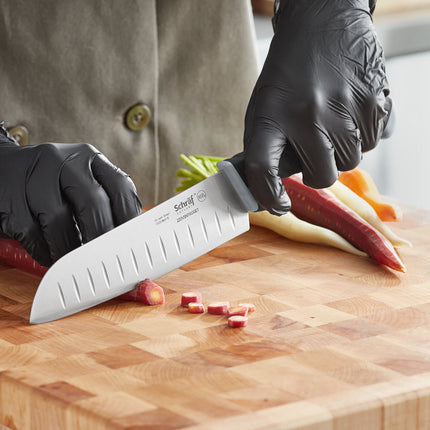 Dao Santoku lưỡi rãnh Granton tay cầm TPRgrip Schraf 18 cm