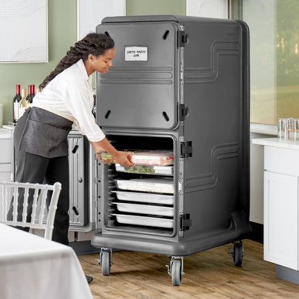 Xe giữ nhiệt vận chuyển khay thực phẩm cao 2 khoang (1 lạnh chủ động / 1 thụ động) Cambro Pro Cart Ultra PCU2000CP615 mà