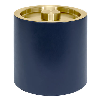 Xô đựng đá bọc da PU room360 London 3,3 lít màu xanh navy kèm nắp đồng thau mờ - Thùng 4 cái