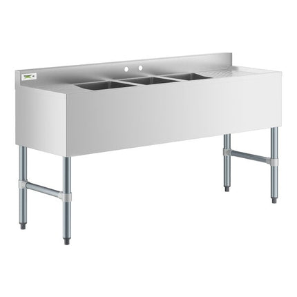 Chậu rửa gầm quầy 3 hộc Regency 152 x 48 cm kèm 2 bàn ráo