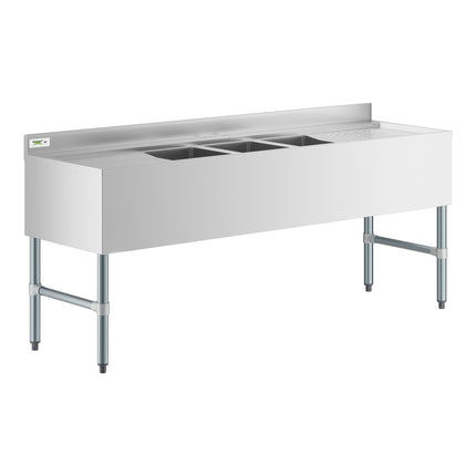 Bồn rửa dưới quầy bar Regency 183 x 53 cm ba khoang kèm hai khay thoát nước 48 cm