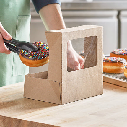 Hộp bánh cookie / bánh ngọt Baker's Lane kraft có cửa sổ tự bung 20 x 14,6 x 6,4 cm - Vỉ 10 cái