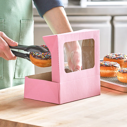 Hộp bánh cookie / bánh ngọt bật nắp cửa sổ Baker's Lane hồng 20,3 x 14,6 x 6,4 cm - Gói 10 cái