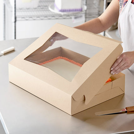 Hộp bánh cửa sổ giấy kraft Baker's Lane 48 x 36 x 10 cm cỡ nửa khay - Gói 10 cái
