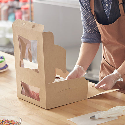 Hộp đựng bánh giấy kraft Baker's Lane 25 x 25 x 13 cm có cửa sổ - Gói 10 cái