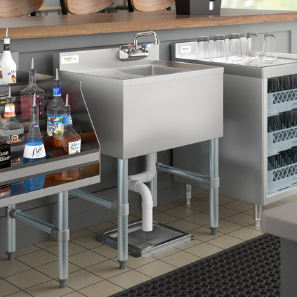 Bồn rửa một ngăn dưới quầy bar Regency 61 x 48 cm, kèm vòi và bàn thoát nước bên trái