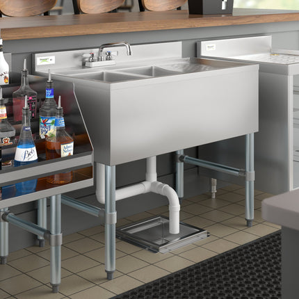 Bồn rửa hai ngăn dưới quầy bar Regency 91 x 53 cm, kèm vòi và bàn thoát nước bên phải