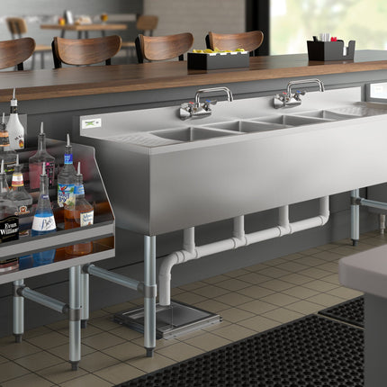 Bồn rửa dưới quầy bar Regency 183 x 48 cm bốn khoang kèm hai vòi và hai khay thoát nước